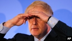 Nhà lập pháp của Đảng Bảo thủ Anh Boris Johnson tại buổi lễ khởi động chính thức cho chiến dịch tranh cử chức thủ tướng Anh của ông tại London hôm 12/6.
