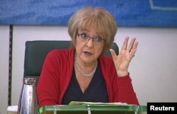 FILE - British parliamentary Public Accounts Committee chair Margaret Hodge speaks in London, May 16, 2013.