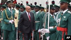 FILE - South Africa's President, Jacob Zuma, visits the Presidential Palace in Abuja, Nigeria, March. 8, 2016.