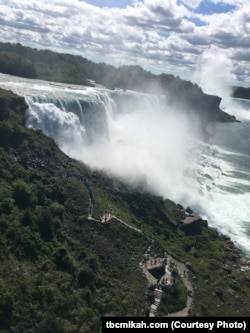 Niagara Falls is the collective name for three waterfalls that straddle the international border between Canada and the United States.