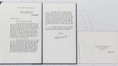 Thư của Chủ tịch Hồ Chí Minh gửi Tổng thống Mỹ Richard Nixon ngày 25/8/1969. Photo VOV