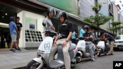 Gogoro electric scooters shown in Taipei, Taiwan this year.