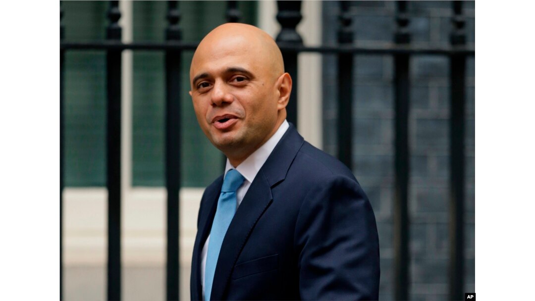 FILE - Government Cabinet Minister Sajid Javid arrives for a meeting at 10 Downing Street in London,Oct. 10, 2017.
