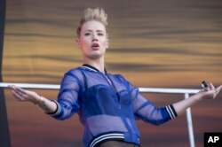 Australian singer Iggy Azalea performs on the main stage at Wireless festival in Finsbury Park, north London, July 4, 2014.