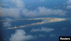 An aerial view of China occupied Subi Reef at Spratly Islands in disputed South China Sea April 21, 2017. REUTERS/Francis Malasig/Pool