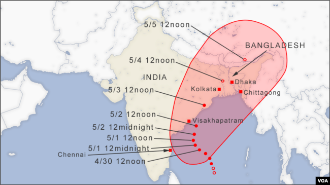 Path of Cyclone Fani