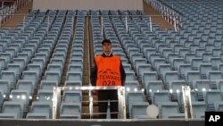 Le stade de Khimki, vide de spectateurs lors du match CSKA Moscow-Bayern Munich, le 30 septembre 2014
