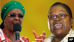 Ibu negara Zimbabwe, Grace Mugabe (kiri) terlibat perseteruan politik dengan Wakil Presiden Joice Mujuru yang meletakkan jabatan (foto: dok). 