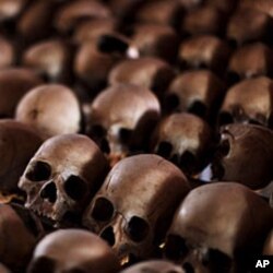 Skulls of Rwandan victims rest on shelves at a genocide memorial inside a church at Ntarama just outside the capital Kigali (file photo).