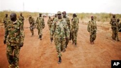 Tentara Pembebasan Rakyat Sudan (SPLA) berjaga di garis depan Tachuien, negarabagian Unity, Sudan Selatan (11/5). DK PBB telah menyerukan agar Sudan segera menarik pasukan dari wilayah sengketa.