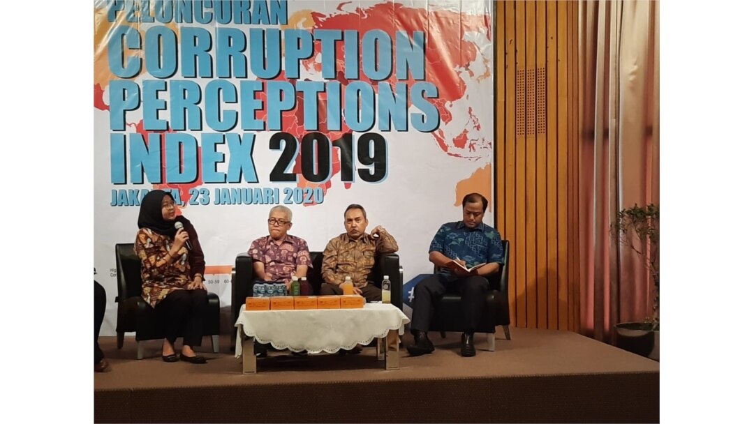 Transparency International Indonesia (TII) merilis data indeks persepsi korupsi (IPK) Indonesia 2019 di Jakarta, Kamis, 23 Januari 2020. (Foto: Fathiyah Wardah)