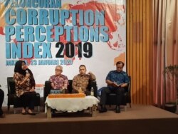 Transparency International Indonesia (TII) merilis data indeks persepsi korupsi (IPK) Indonesia 2019 di Jakarta, Kamis, 23 Januari 2020. (Foto: Fathiyah Wardah)