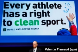 SWITZERLAND - Lawyer Richard McLaren, investigator for WADA, delivers his speech addressing his findings on Russian State-Sponsored doping systems during the opening day of the 2017 WADA conference