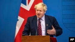 British Foreign Secretary Boris Johnson speaks during his joint press conference with Hungarian Minister of Foreign Affairs and Trade Peter Szijjarto following their talks in Budapest, Hungary, March 2, 2018.