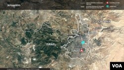 Mapa do território de Israel, Jerusalém e Cisjordânia