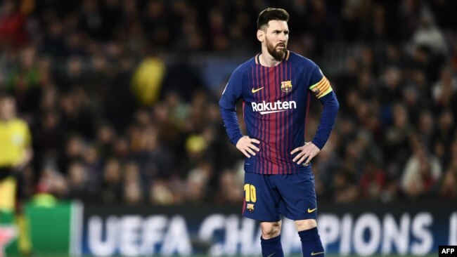 Lionel Messi, l'attaquant argentin de Barcelone, au stade Camp Nou de Barcelone, le 4 avril 2018.