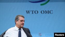 世界貿易組織(WTO)總幹事阿澤維多於2019年12月9日抵達位於瑞士日內瓦的WTO總部參加總理事會。