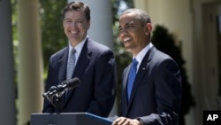 President Barack Obama with James Comey, left, at White House June 21, 2013