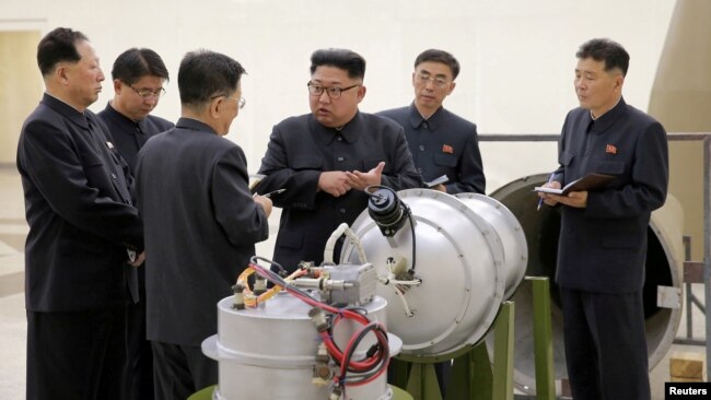 FILE - North Korean leader Kim Jong Un provides guidance on a nuclear weapons program in this undated photo released by North Korea's Korean Central News Agency (KCNA) in Pyongyang, Sept. 3, 2017.
