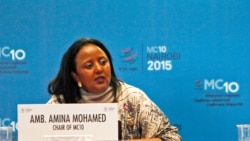 La ministre Amina Mohamed lors d'une réunion de l'OMC à Nairobi.