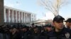 FILE - Turkish riot police stand as protestors demonstrate against France in front of the French embassy in Ankara, on Nov. 11, 2016.