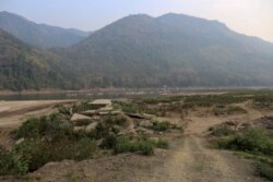 A general view of the future site of the Luang Prabang dam is seen on the Mekong River