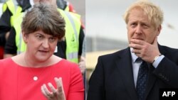 Arlene Foster, jefa del pequeño partido unionista DUP, con sus diez diputados, es aliada indispensable del Primer ministro Boris Johnson.
