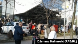 Bosnia and Herzegovina - People in the street after one more earth quake in Sarajevo. 26. November 2019