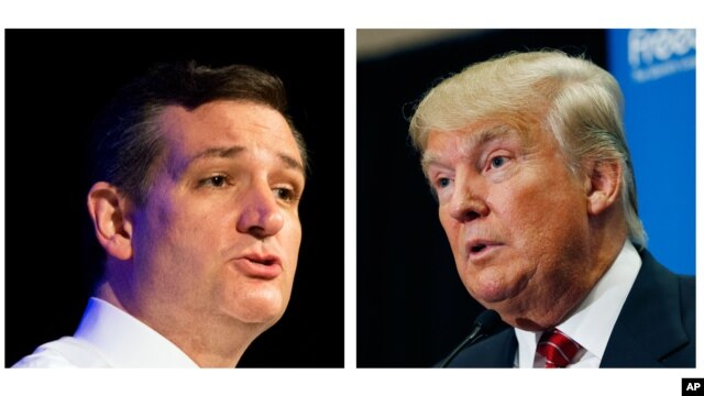 Ted Cruz (izquierda) supera a Donald Trump en las dos más recientes encuestas en Iowa.