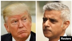 Foto Presiden AS Donald Trump (kiri) dan Walikota London, Sadiq Khan.