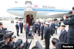 North Korea's leader Kim Jong Un arrives in Singapore June 10, 2018. (KCNA via Reuters)