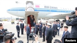 North Korea's leader Kim Jong Un arrives in Singapore June 10, 2018. (KCNA via Reuters)