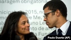 Isabel dos Santos e o marido Sindika Dokolo no Porto, Portugal. 5 março 2015