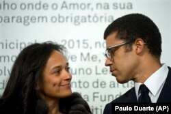 Isabel dos Santos e o marido Sindika Dokolo no Porto, Portugal. 5 março 2015