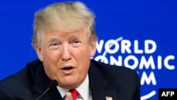 Le président américain Donald Trump au Forum économique mondial (WEF) à Davos, en Suisse, le 26 janvier 2018