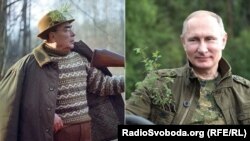 Леонід Брежнєв (ліворуч) і Володимир Путін, комбінована фотографія