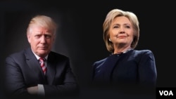 Kandida Pati Repibliken an, Donald Trump (a goch) ak kandida Pati Demokrat la, Hillary Clinton (a dwat) pral fè premye deba yo nan sware jounen lendi 26 septanm 2016 la.