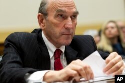 U.S. Special Representative for Venezuela Elliott Abrams testifies before the House Foreign Affairs subcommittee hearing on Venezuela on Capitol Hill in Washington, Feb. 13, 2019.