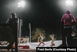 Alexi Pappas competing in real life in the 10,000-meters at the Peyton Jordan Invitational in Palo Alto, CA this spring.