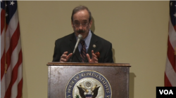 Democratic Congressman Eliot Engel addresses members of the Organization of Iranian-American Communities (OIAC), an Iranian opposition group, at the Rayburn House Office Building in Washington, Jan. 24, 2017.