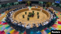EU leaders take part in a European Union summit in Brussels, June 28, 2018.
