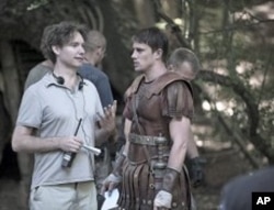 Kevin McDonald and Channing Tatum on the set of "The Eagle"