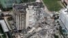 Vista aéreo da parte do prédio que colapsou em Miami