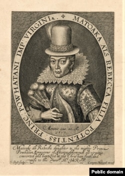 Pocahontas, from a 1616 engraving believed to be the work of Simon van de Passe. Courtesy John Carter Brown University, Brown University.