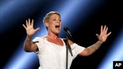 ARCHIVO-La cantante Pink durante la entrega 60 de los premios Grammy en el Madison Square Garden. Nueva York, Nueva York, 28/1/18. Foto de Matt Sayles/Invision/AP.