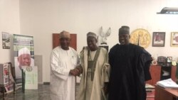 Gwamnan Kano Abdullahi Ganduje tare da Shugaban Sashen Hausa na Muryar Amurka, Aliyu Mustapha Sokoto.