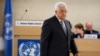 FILE - Palestinian President Mahmud Abbas arrives to delivers a speech during the United Nations Human Rights Council on Feb. 27, 2017 in Geneva.