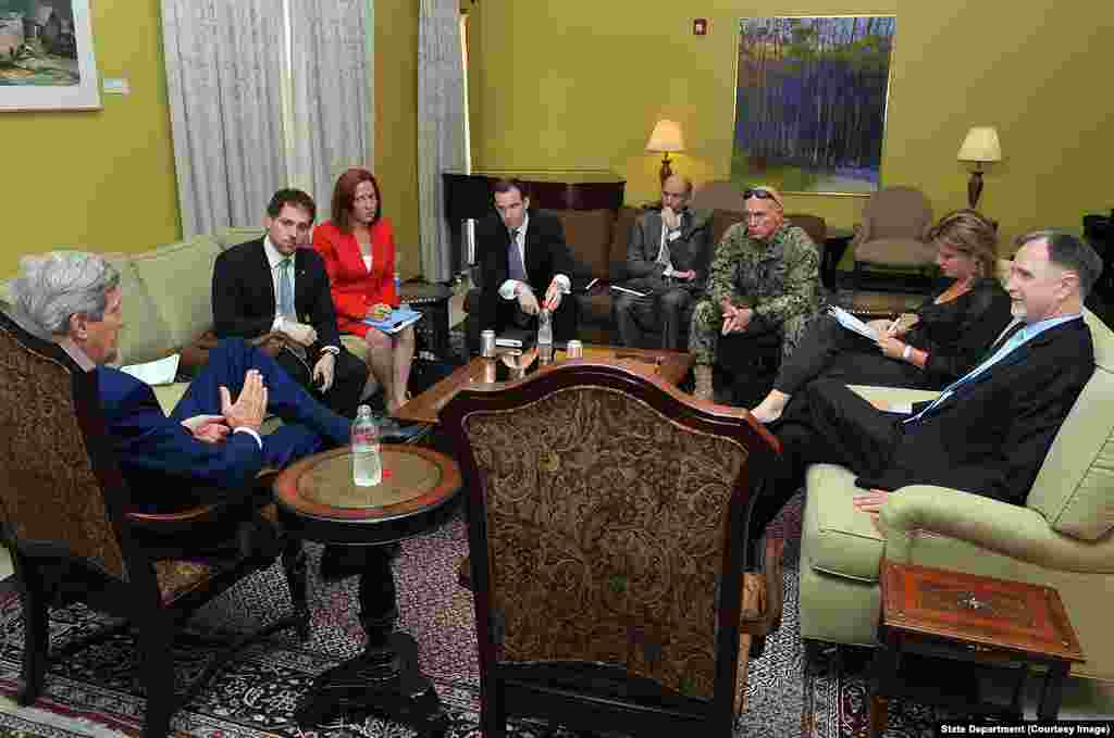 Secretary Kerry Receives Briefing From Top Advisers in Iraq.