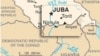 Map showing the town of Nimule, a key trading post on the border of South Sudan and Uganda.