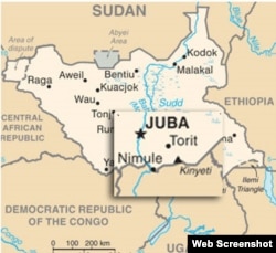 Map showing the town of Nimule, a key trading post on the border of South Sudan and Uganda.